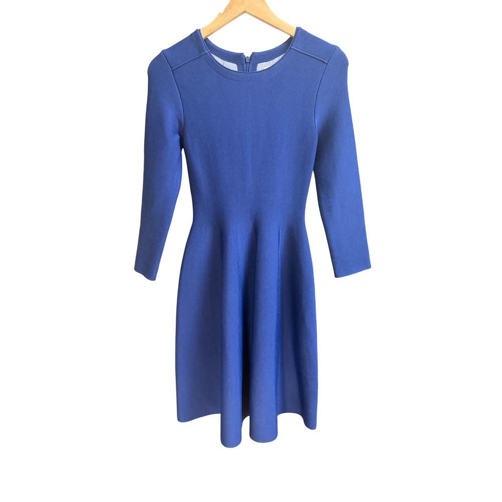 Issa London Royal Blue Knit Fit & Flare Dress Size S Long Sleeve Kate Middleton